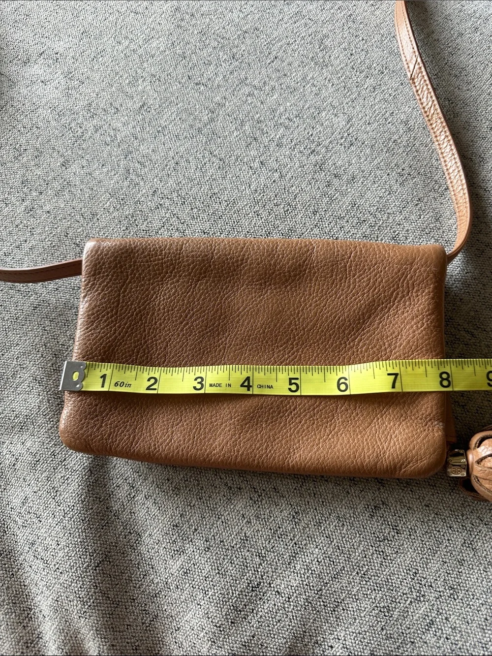 Tory Burch Cognac Leather Crossbody Wallet with Tassel